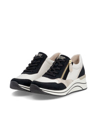 Wedge sneakers - white-beige-black, vegan