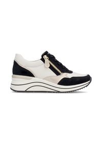 Wedge sneakers - white-beige-black, vegan