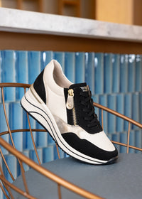 Wedge sneakers - white-beige-black, vegan