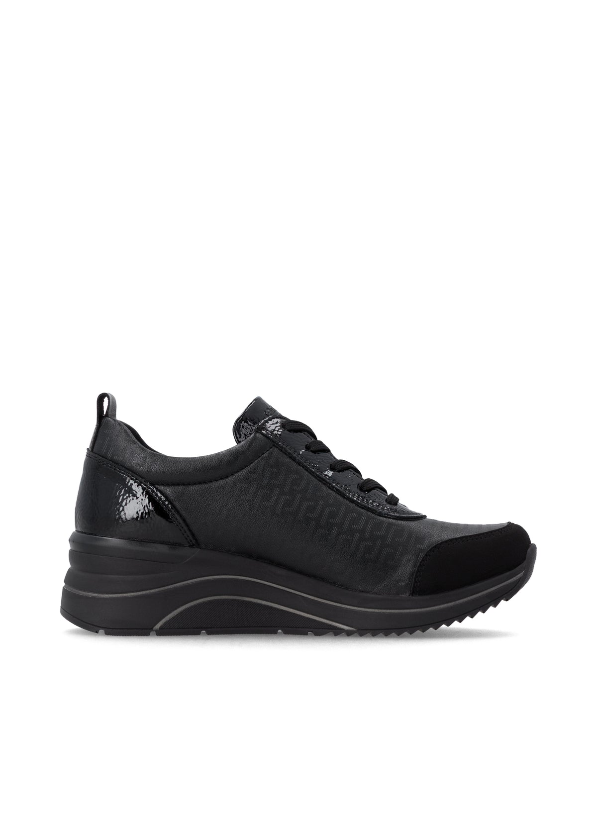 Kilklackssneakers - svart textil, svart sula, vegansk, Remonte-TEX