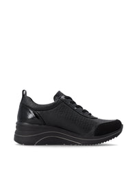 Kilklackssneakers - svart textil, svart sula, vegansk, Remonte-TEX