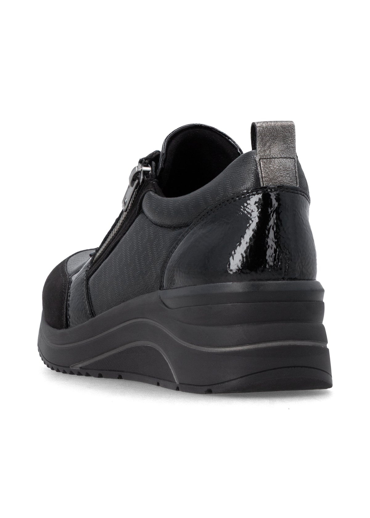 Kilklackssneakers - svart textil, svart sula, vegansk, Remonte-TEX