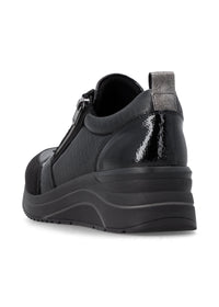 Kilklackssneakers - svart textil, svart sula, vegansk, Remonte-TEX