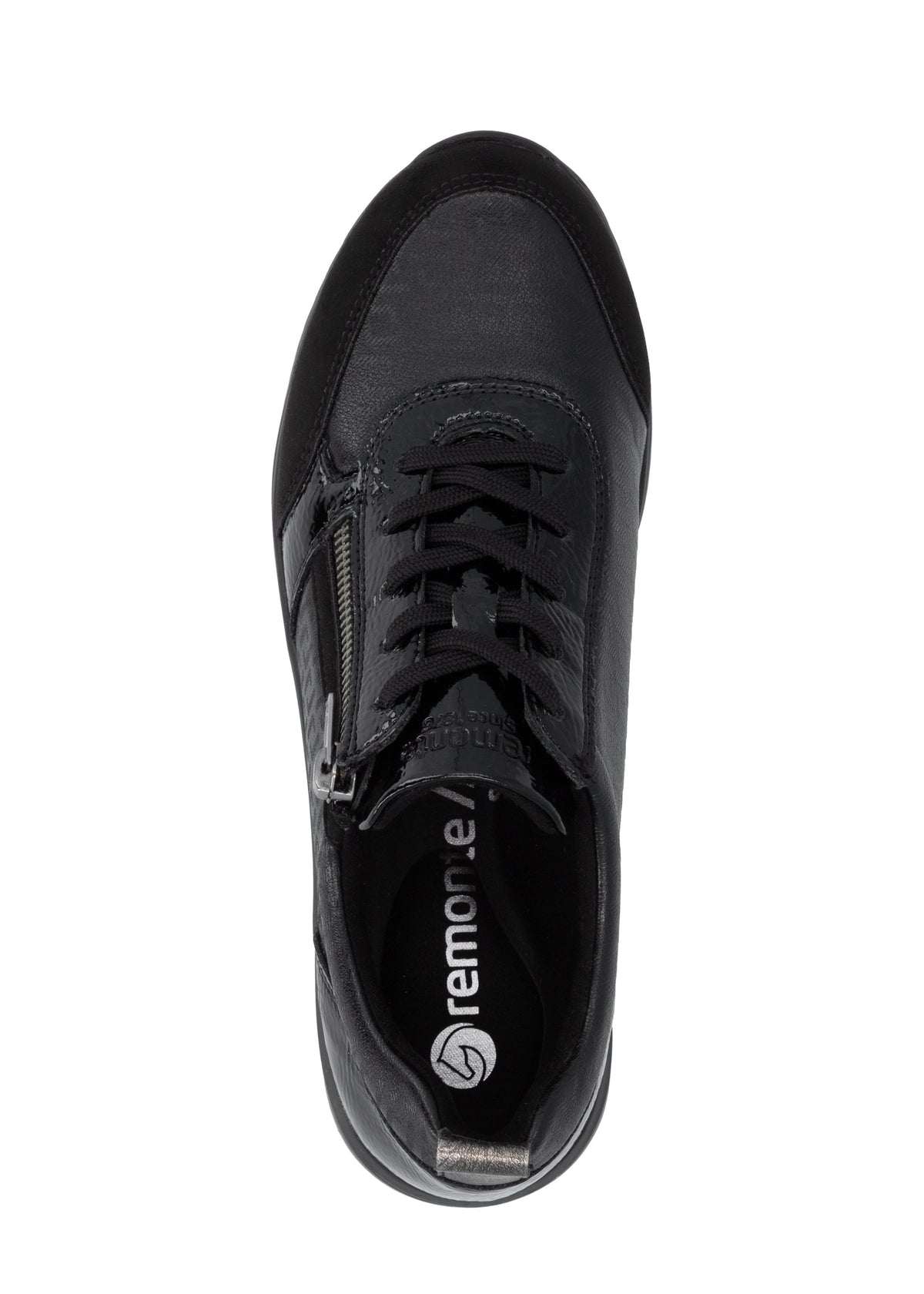 Kilklackssneakers - svart textil, svart sula, vegansk, Remonte-TEX