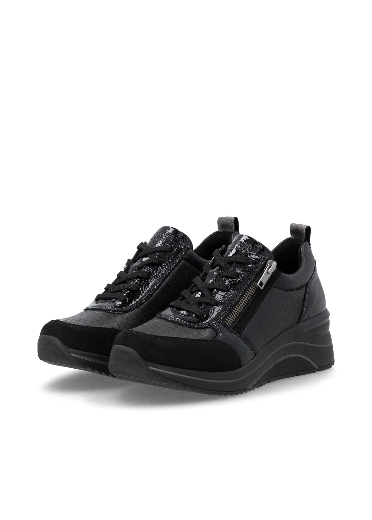 Kilklackssneakers - svart textil, svart sula, vegansk, Remonte-TEX