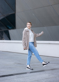 Kilklackade ankelstövlar - beige-svart tyg