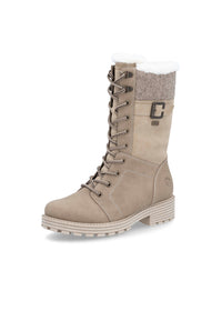 Laced winter boots - beige, light sole, tex membrane