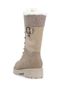 Laced winter boots - beige, light sole, tex membrane