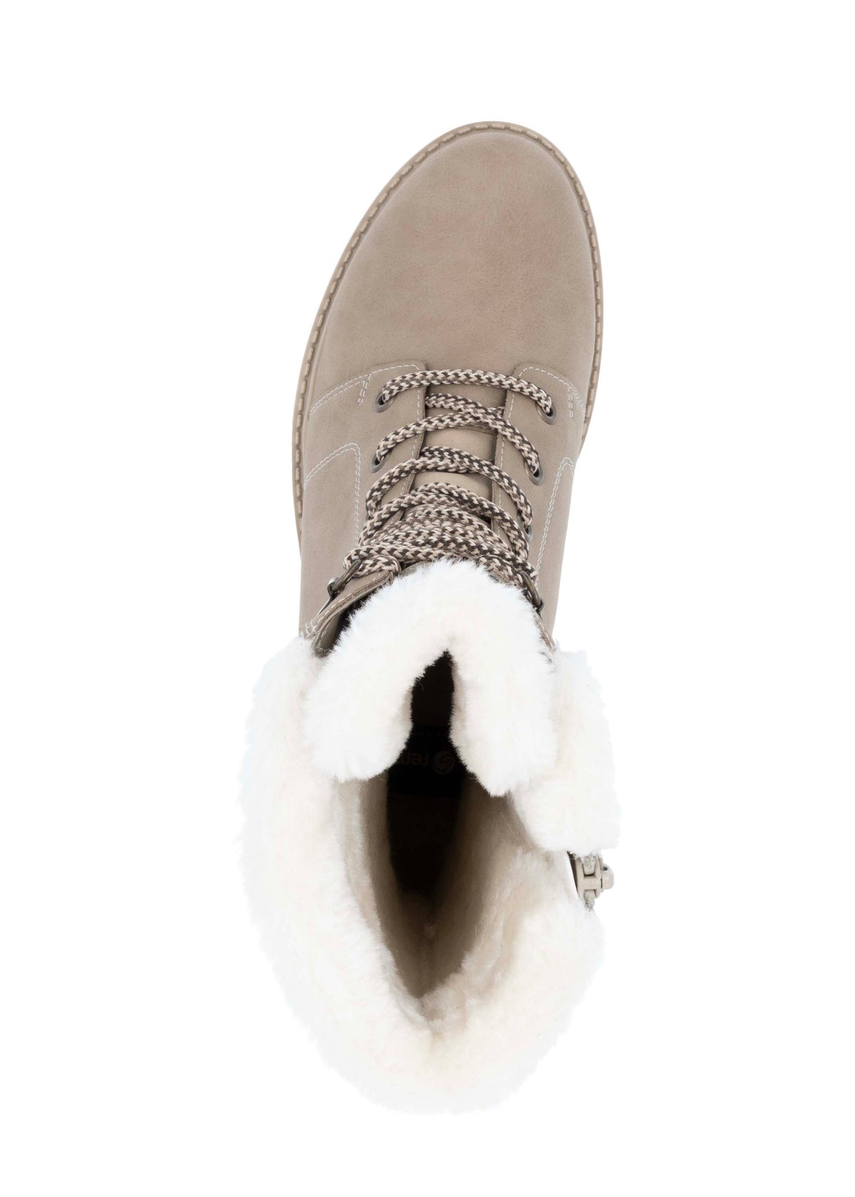 Laced winter boots - beige, light sole, tex membrane
