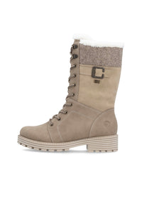 Laced winter boots - beige, light sole, tex membrane