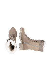 Laced winter boots - beige, light sole, tex membrane