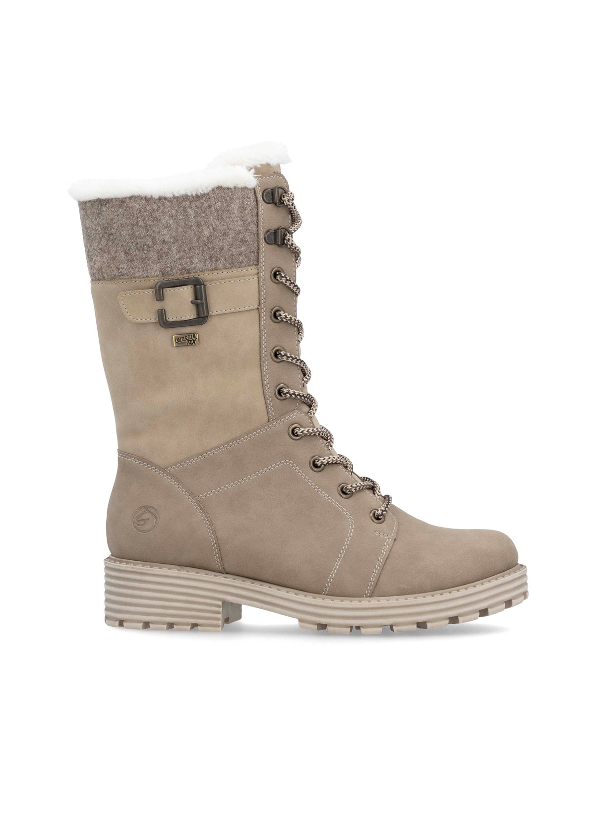 Laced winter boots - beige, light sole, tex membrane