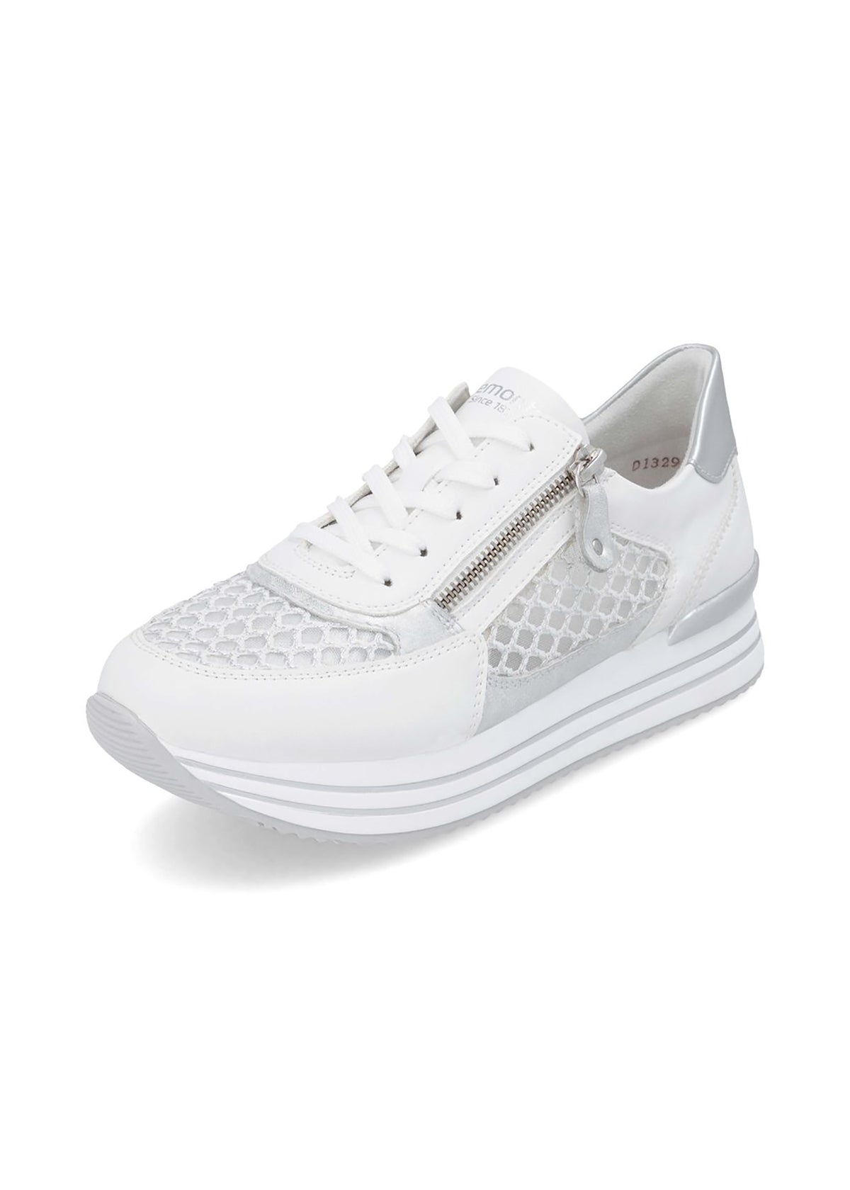 Sneakers with thick sole - white, transparent lace sides