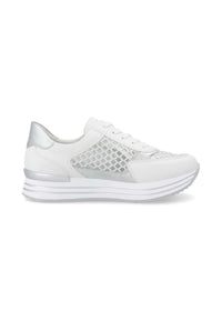Sneakers with thick sole - white, transparent lace sides