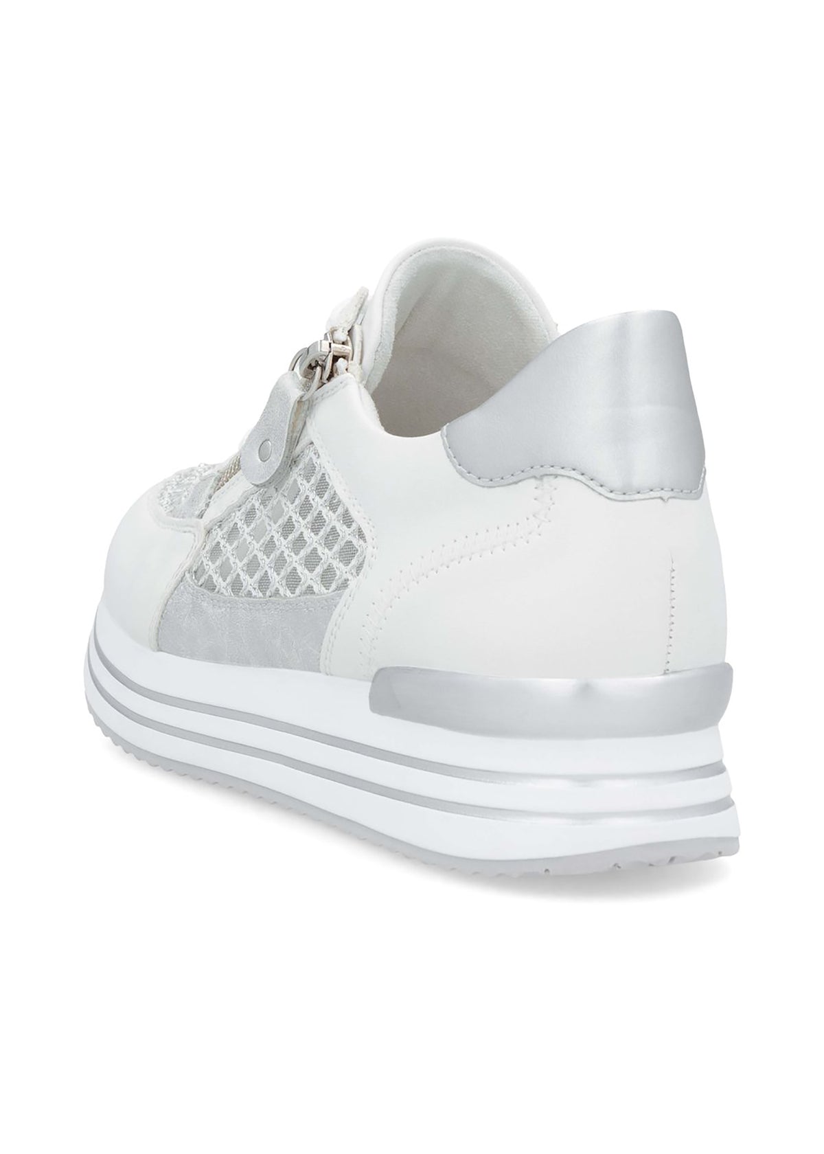 Sneakers with thick sole - white, transparent lace sides