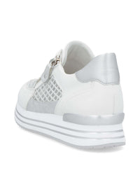 Sneakers with thick sole - white, transparent lace sides