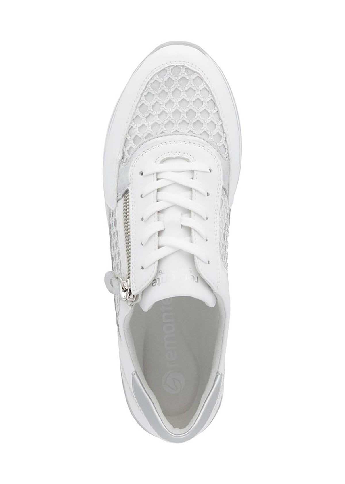 Sneakers with thick sole - white, transparent lace sides