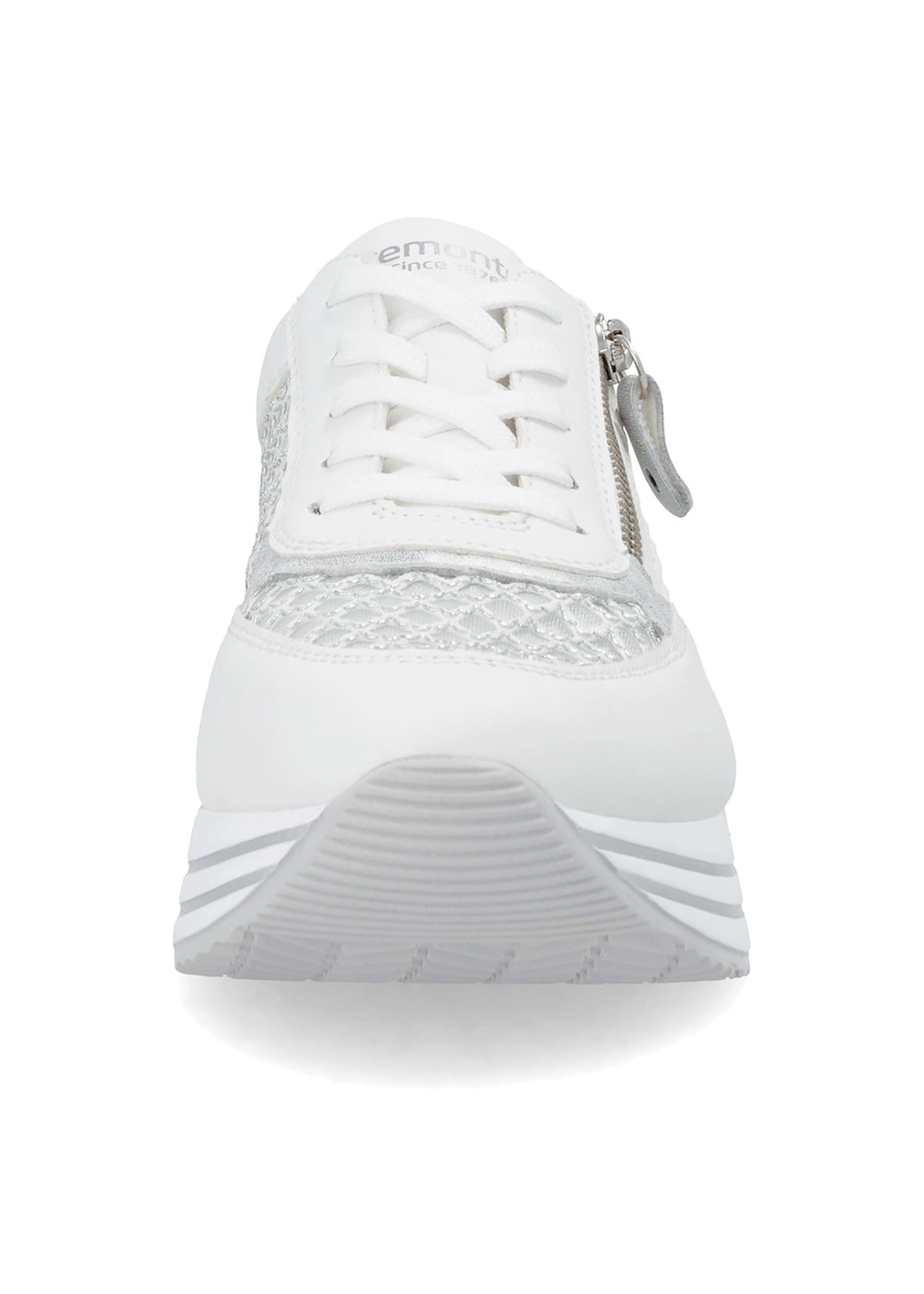 Sneakers with thick sole - white, transparent lace sides