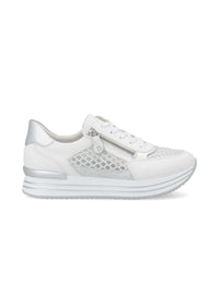 Sneakers with thick sole - white, transparent lace sides