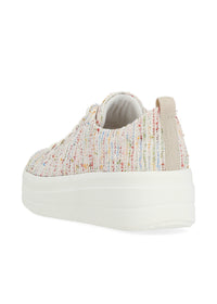 Sneakers with thick sole - light-colored fabric surface