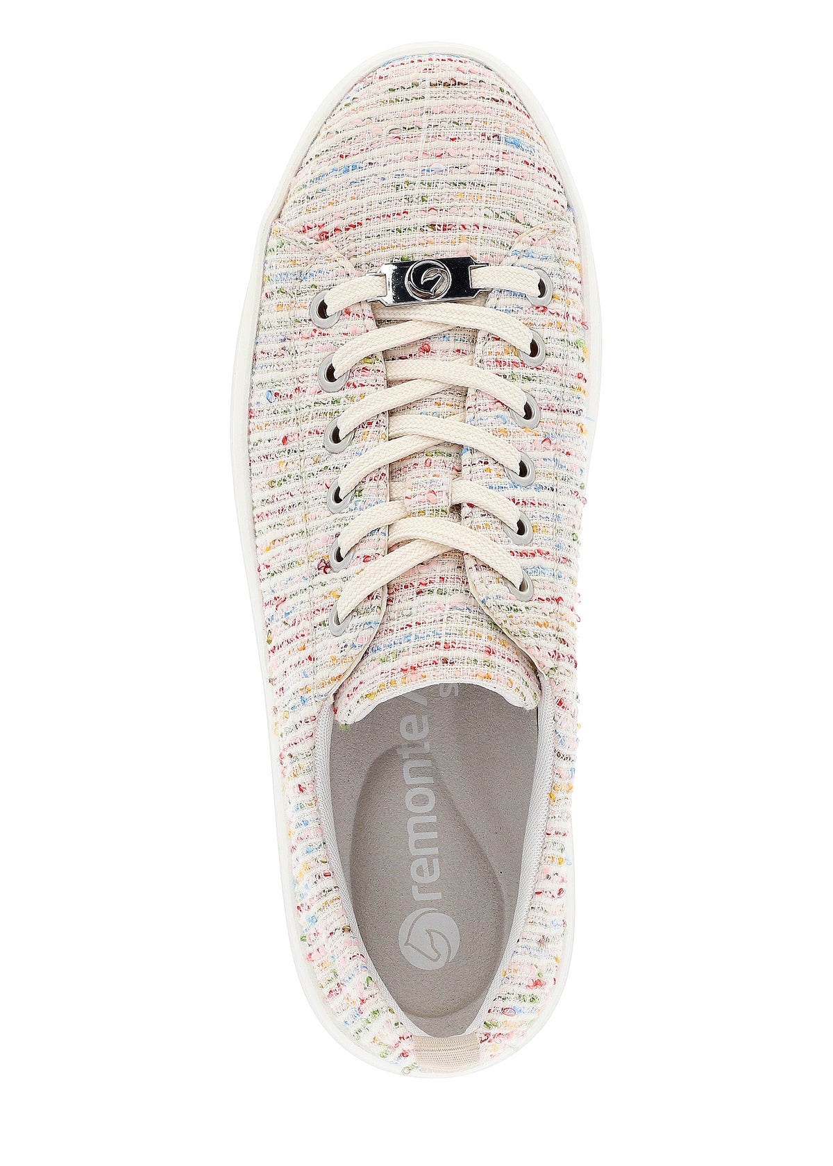 Sneakers with thick sole - light-colored fabric surface