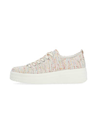 Sneakers with thick sole - light-colored fabric surface