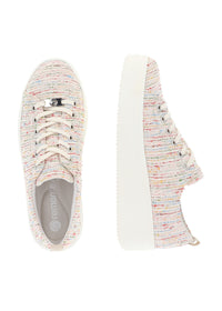 Sneakers with thick sole - light-colored fabric surface