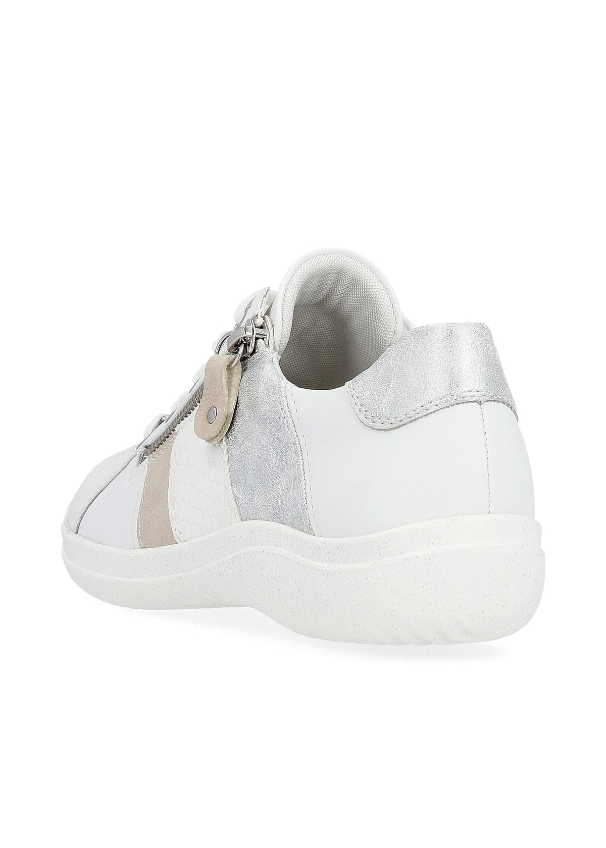 Promenadskor - vit läder, beige och silverfärgade detaljer