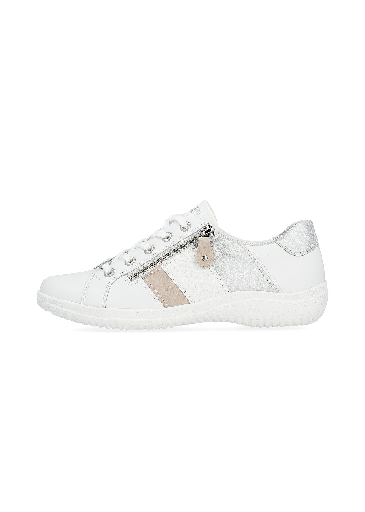 Promenadskor - vit läder, beige och silverfärgade detaljer