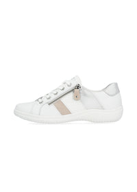 Promenadskor - vit läder, beige och silverfärgade detaljer