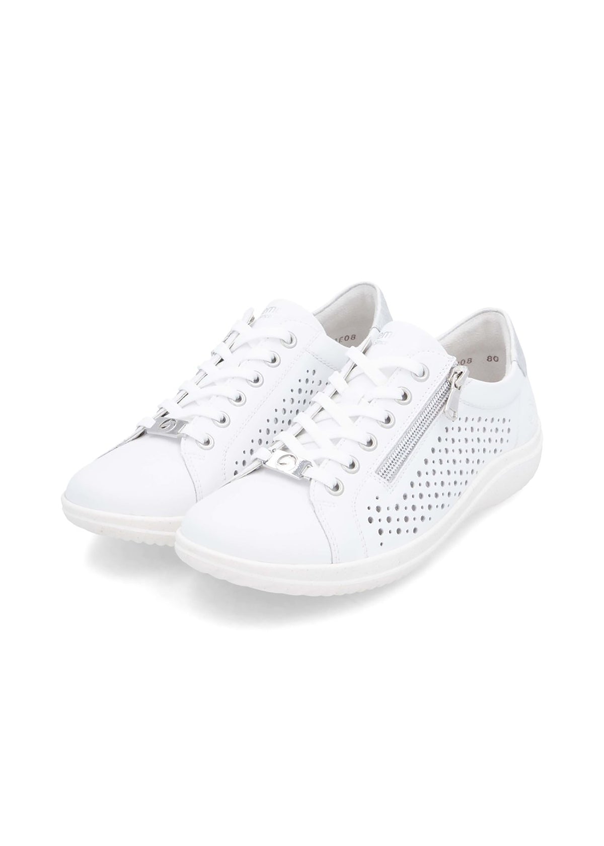 Walking shoes - perforated white leather