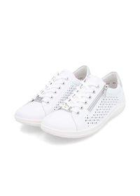 Walking shoes - perforated white leather