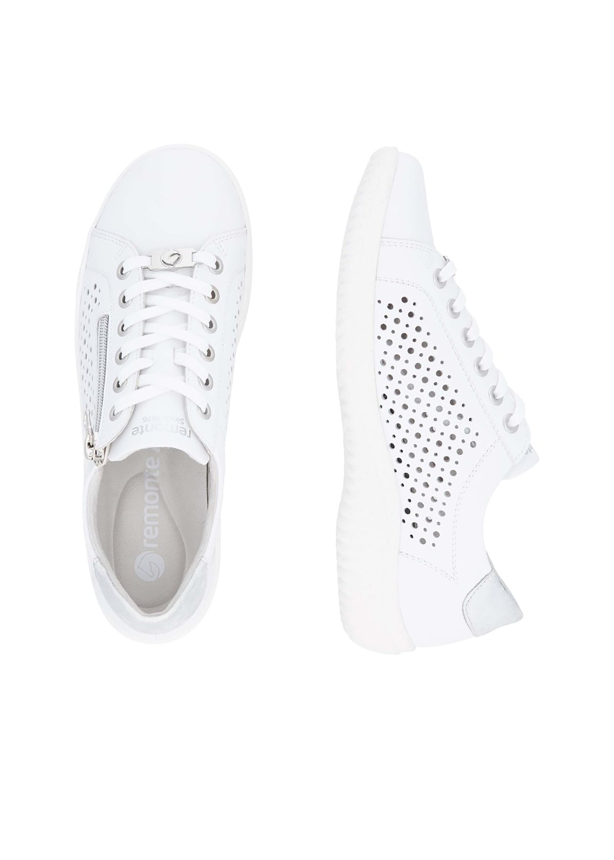 Walking shoes - perforated white leather