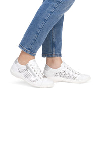 Walking shoes - perforated white leather