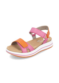 Sandals with thick soles - pink-orange leather