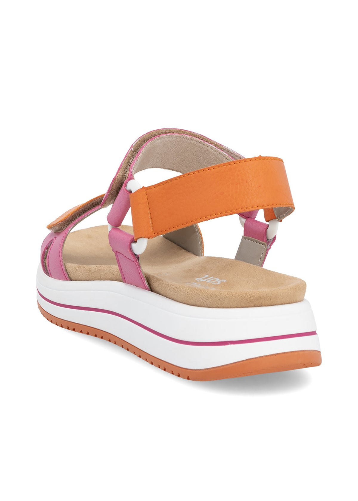 Sandals with thick soles - pink-orange leather