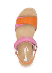 Sandals with thick soles - pink-orange leather