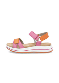 Sandals with thick soles - pink-orange leather