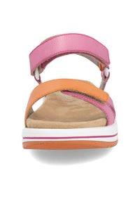 Sandals with thick soles - pink-orange leather