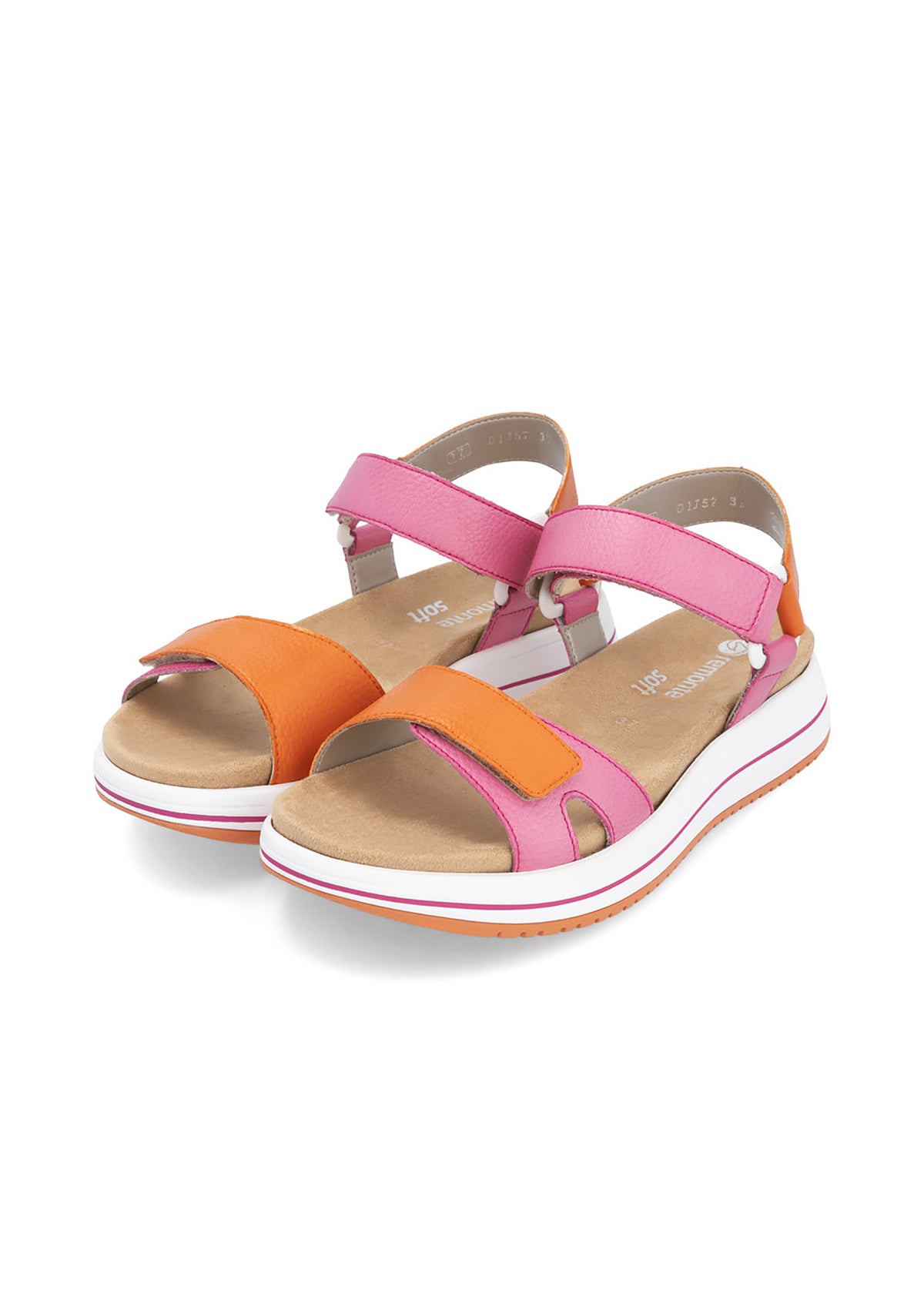 Sandals with thick soles - pink-orange leather