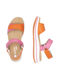 Sandals with thick soles - pink-orange leather