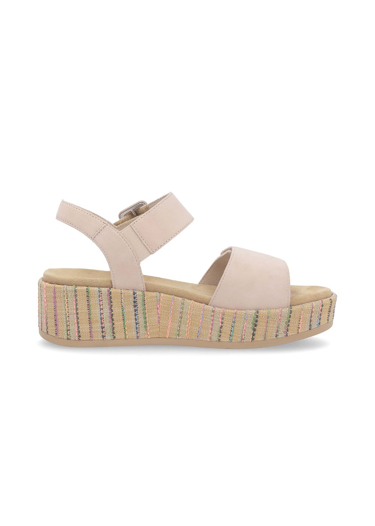Sandals with thick sole - beige leather, multicolored sole