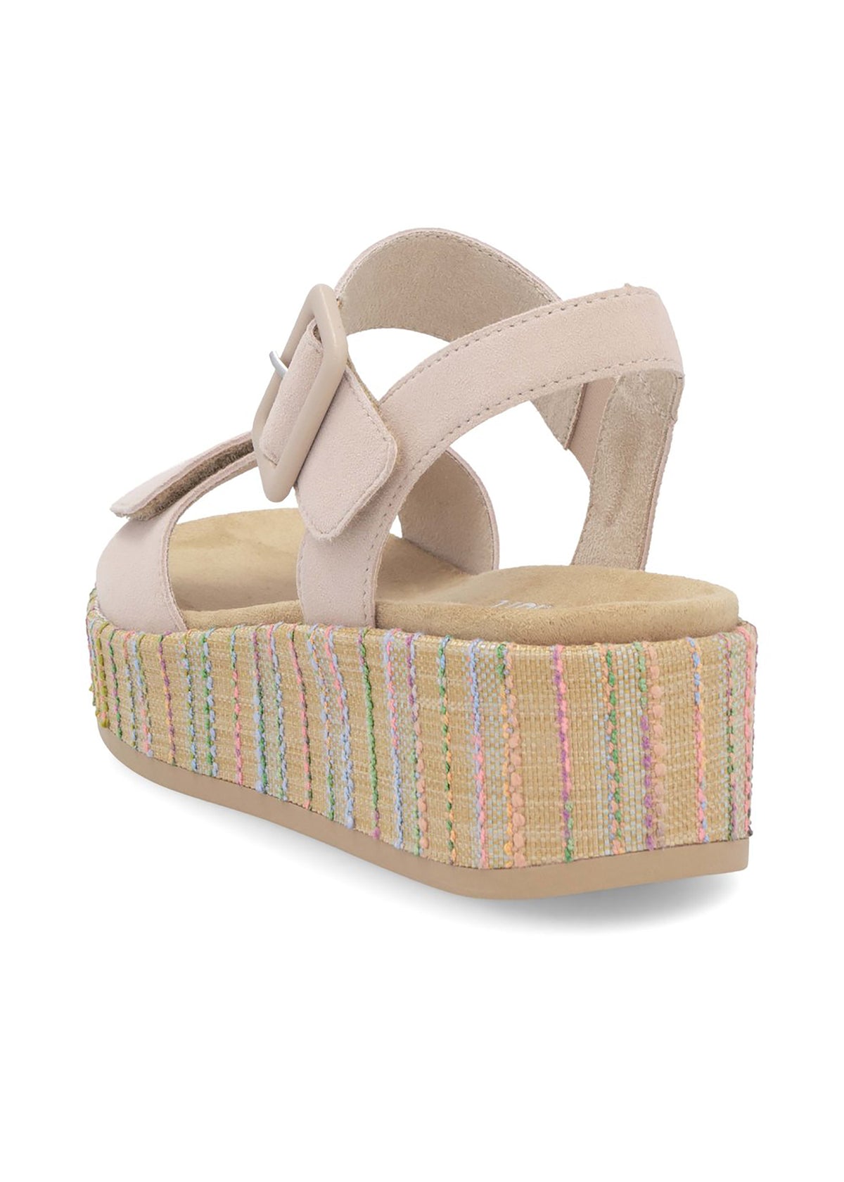 Sandals with thick sole - beige leather, multicolored sole