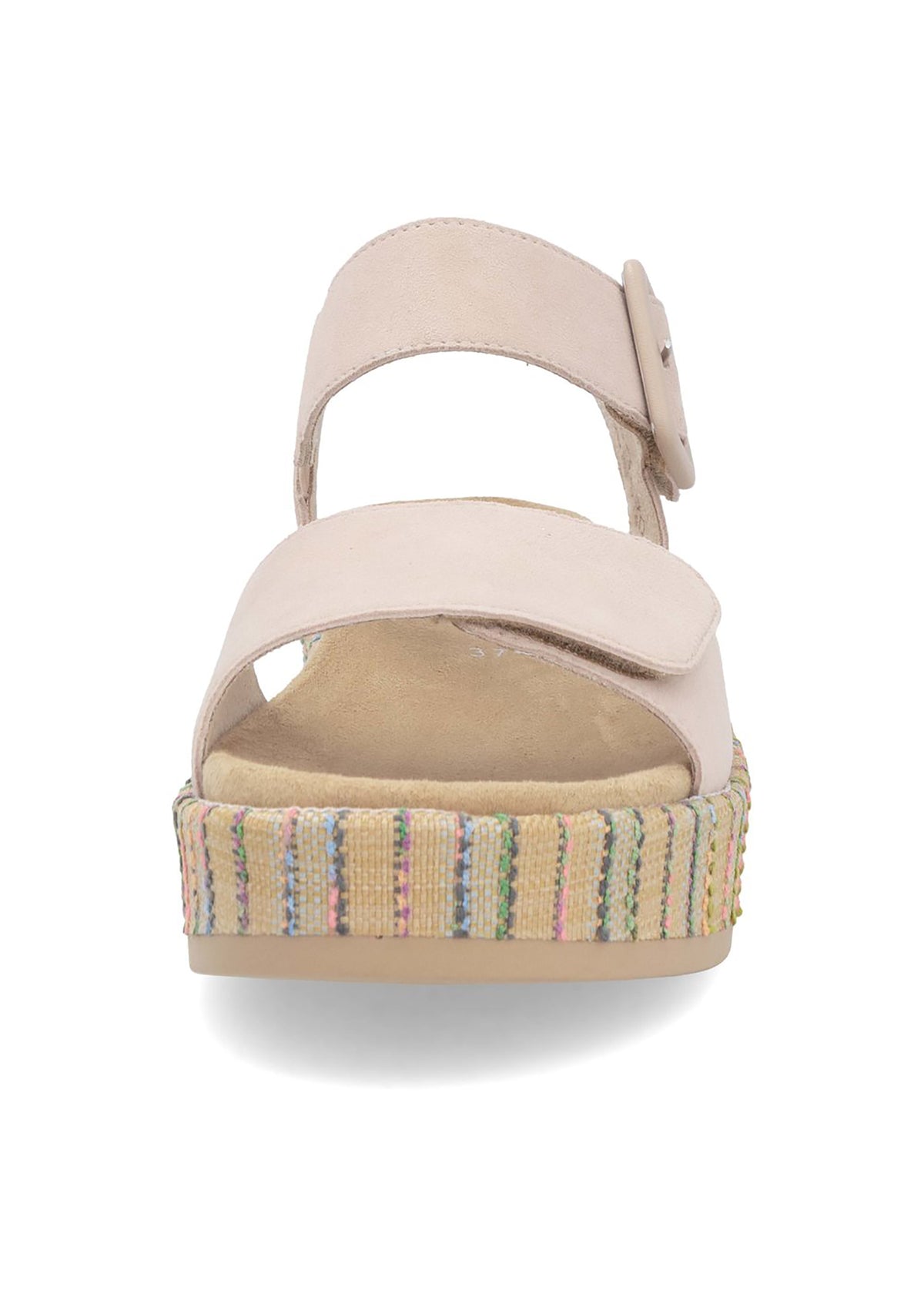 Sandals with thick sole - beige leather, multicolored sole