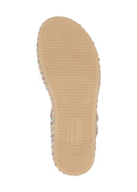 Sandals with thick sole - beige leather, multicolored sole