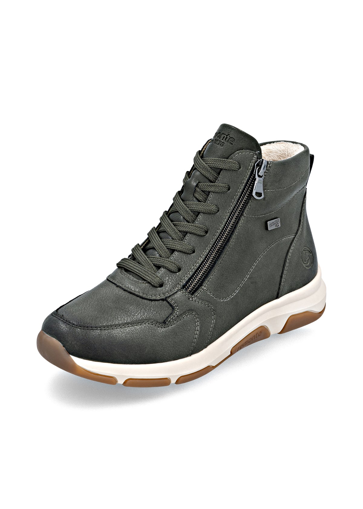 Casual ankle boots - green leather, Remonte-TEX