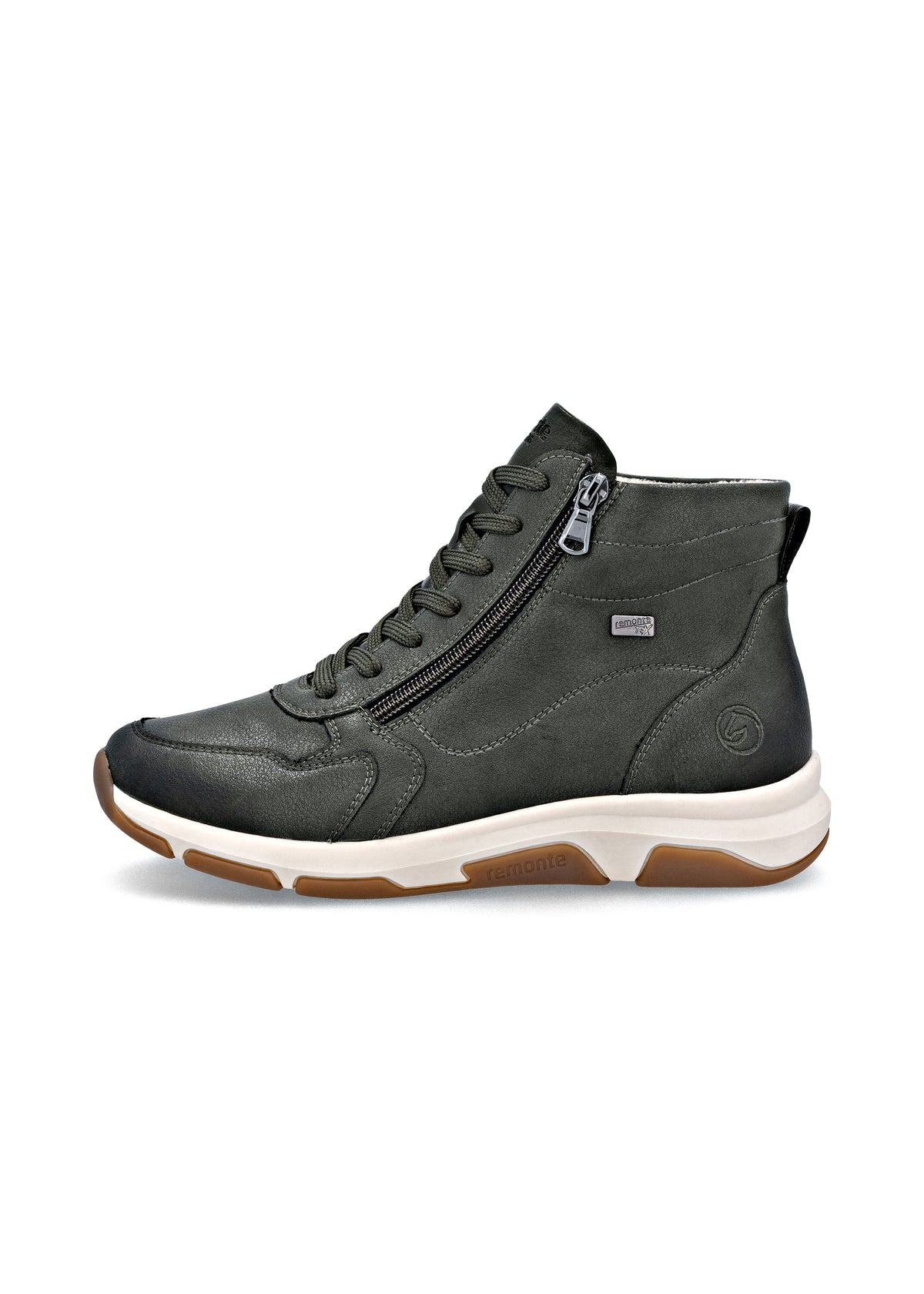 Casual ankle boots - green leather, Remonte-TEX