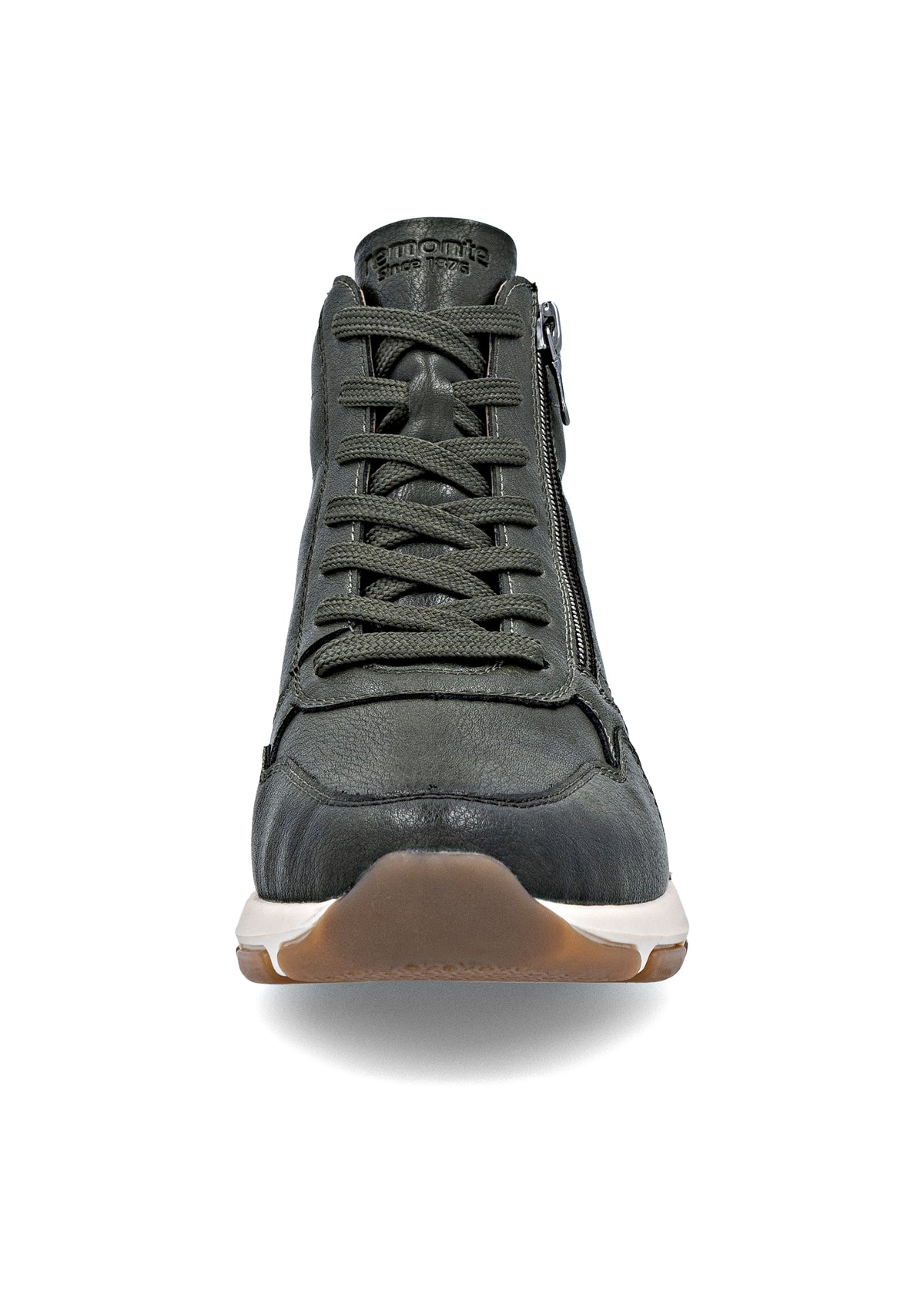 Casual ankle boots - green leather, Remonte-TEX