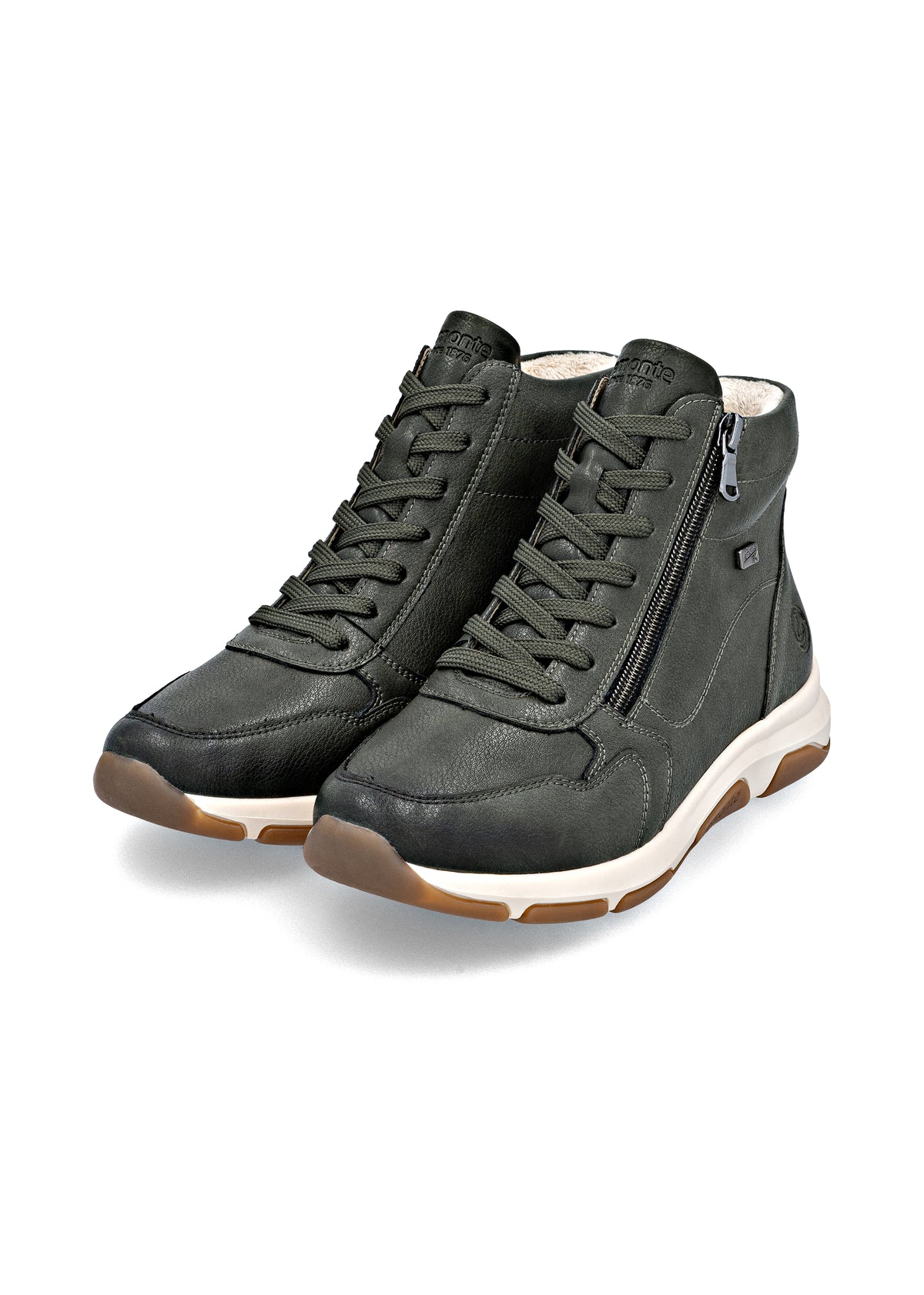 Casual ankle boots - green leather, Remonte-TEX