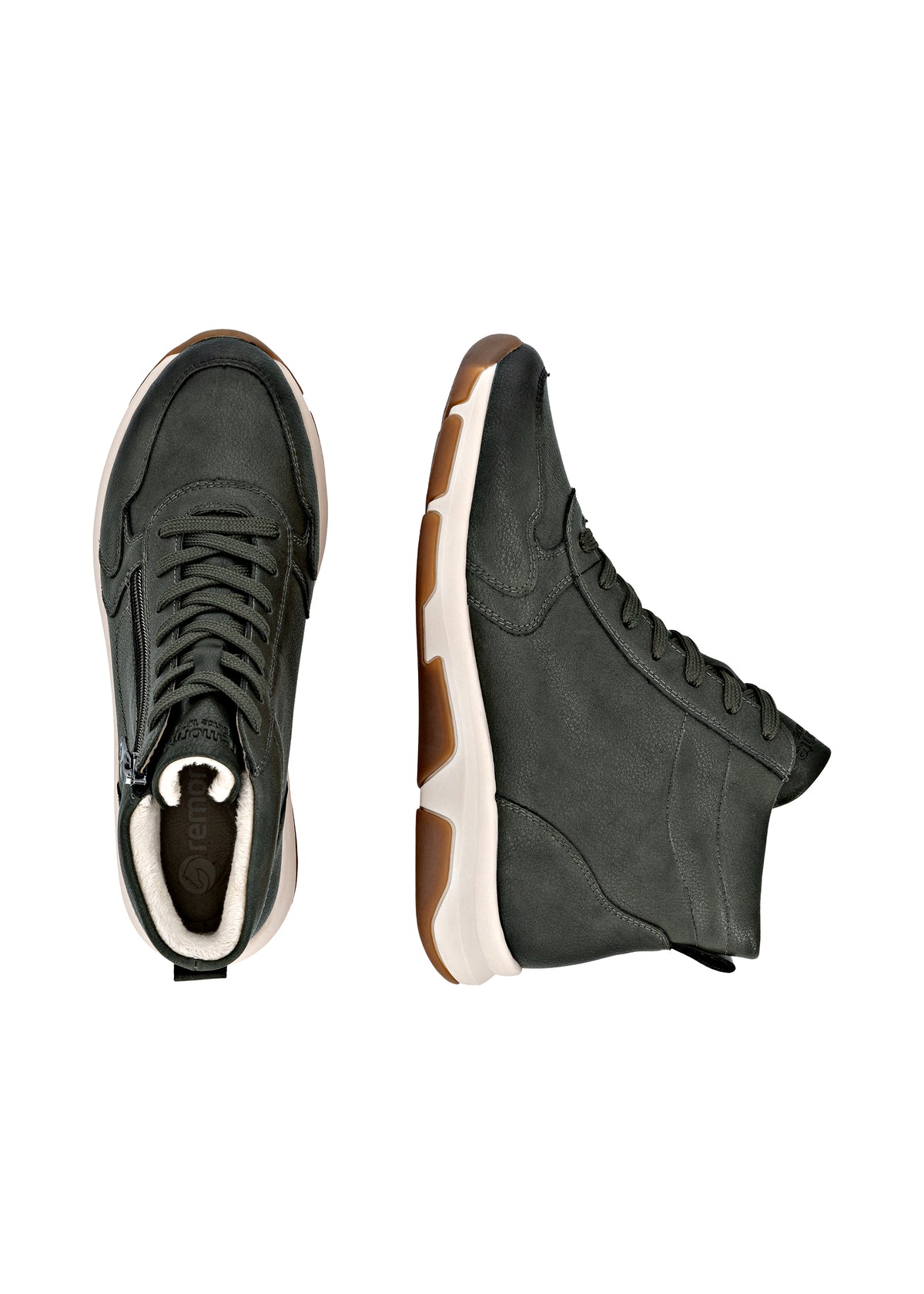 Casual ankle boots - green leather, Remonte-TEX